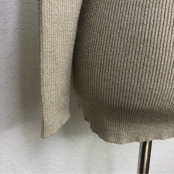 Cache champagne gold sequin front button cardigan sweater size Medium - Picture 13 of 16